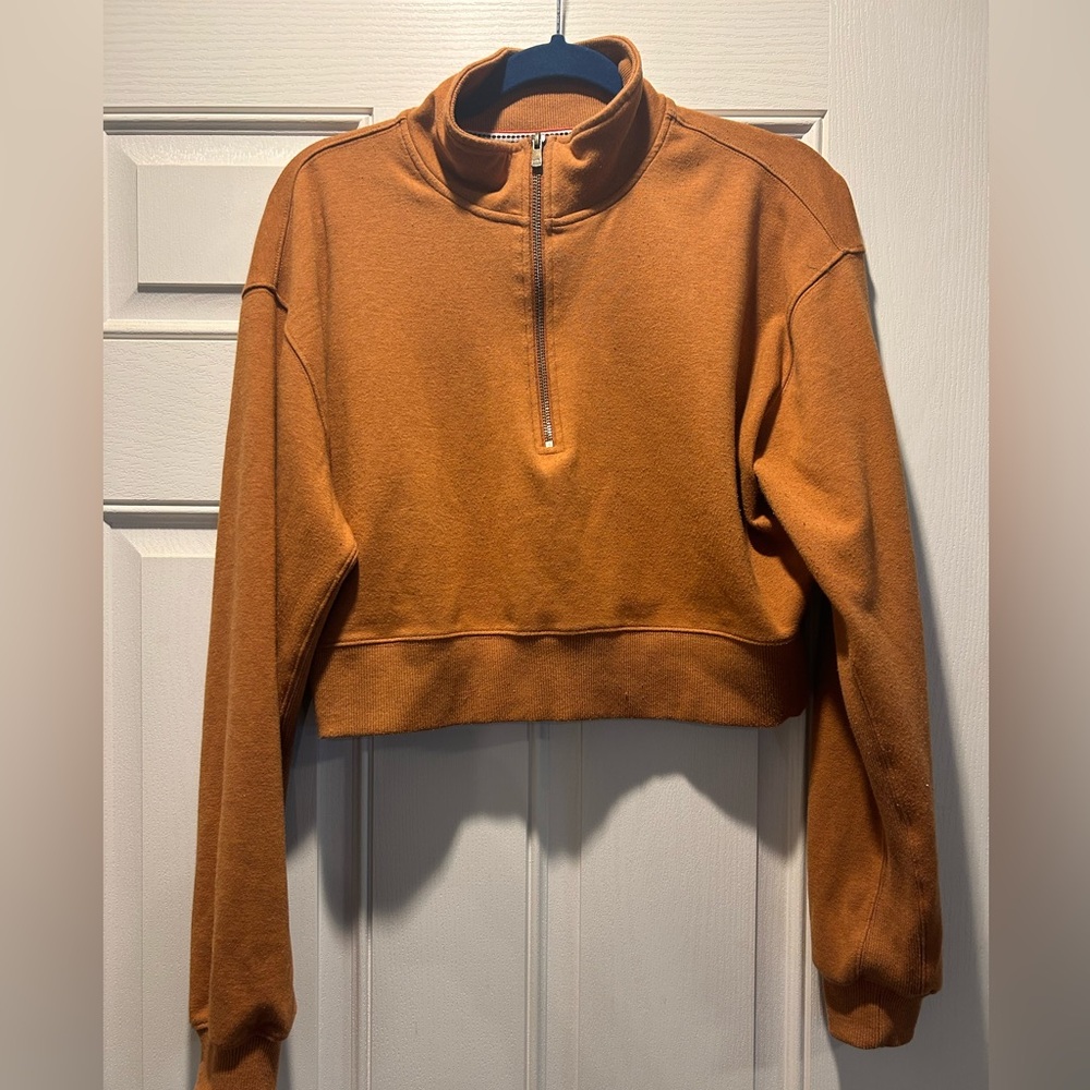The Normal Brand Crop Quarter Zip Sweatshirt- Size Large